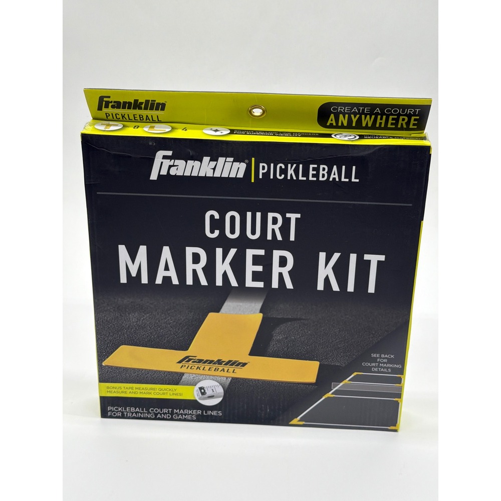 Franklin Pickleball Court Marker Kit Bright Yellow 12 Piece Set Tape Measure